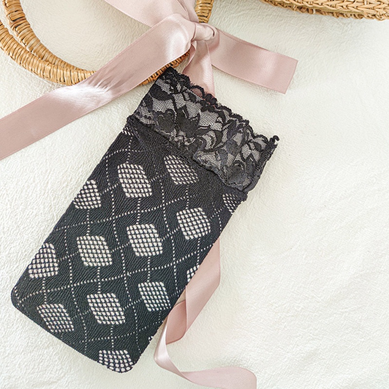 Xiangbao Vớ Ống Cao Ngang Bắp Chân Phối Ren Lưới Kẻ Sọc Trái Tim Ghép Nối Kiểu Lolita Nhật Bản Cho Nữ Có Sẵn