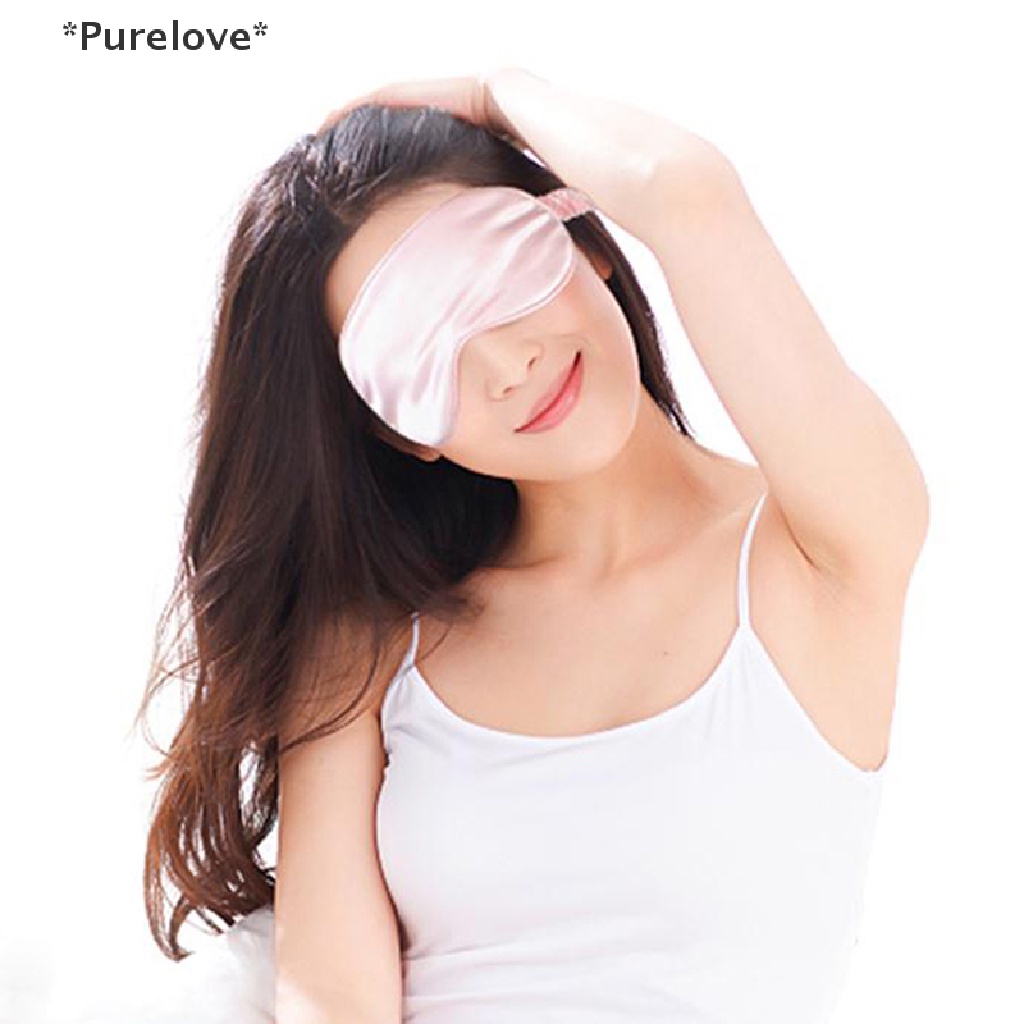 Purelove Miếng Che Mắt Ngủ Lụa Hai Mặt Màu Trơn Chống Bọng Mắt