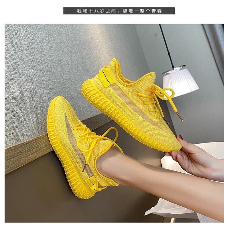 Giày full trơn màu vàng,đỏ ,be( kèm ảnh thật)  Giày thể thao nữ lưới thoáng khí êm chân