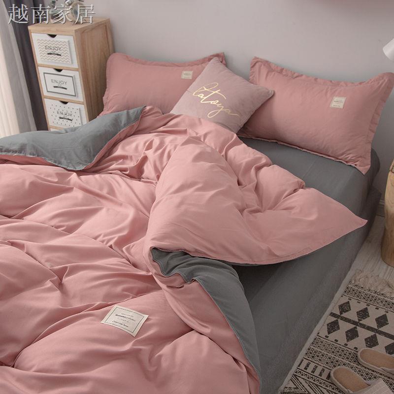 Set bao chăn ga gối đệm cotton nhiều màu trơn tuỳ chọn phong cách Bắc Âu đơn giản