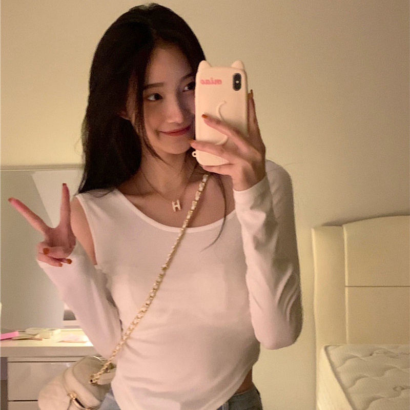 SUXI Áo Thun Tay Dài Màu Sắc Đơn Giản Dễ Phối Đồ Cho Nữ