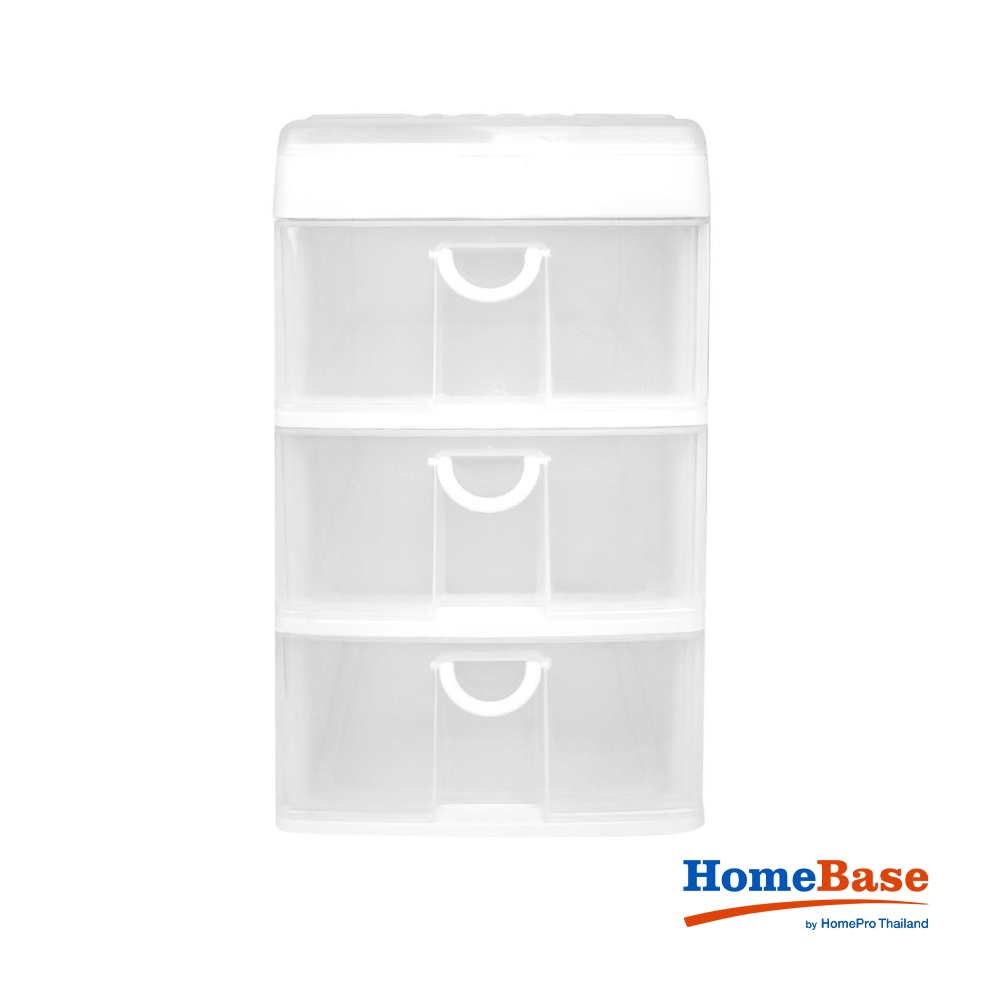 HomeBase JCP Tủ nhựa mini để bàn 3 ngăn kéo 5892 Thái Lan W26xH34.5xD47cm màu trắng