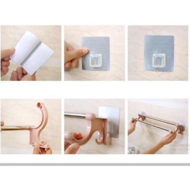 COMBO 2 Kệ Treo Khăn 2 Tầng Dán Tường Siêu Chắc