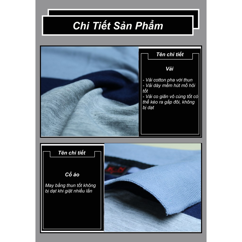 Áo polo nam trung niên sọc ngang vải thun mát loại áo thun nam ngắn tay có cổ fỏm rộng rãi ATSG60 | BigBuy360 - bigbuy360.vn