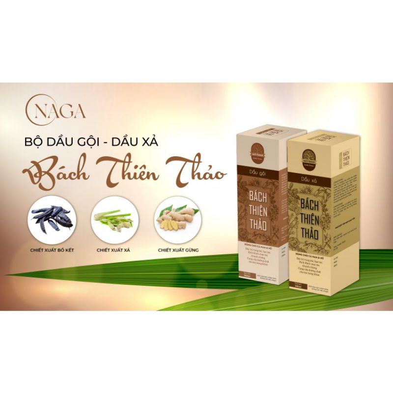 Bộ dầu gội dầu xả Bách Thiên Thảo 300ml / chai ngăn ngừa rụng tóc bạc tóc kích mọc tóc