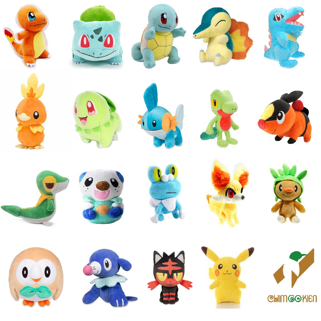 Gấu bông Pokémon khởi đầu các vùng 23cm+ tặng 1 hình xăm dễ thương bất kỳ