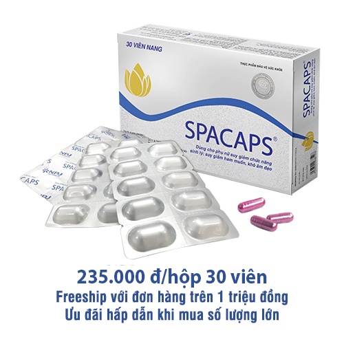 Spacaps hỗ trợ sinh lý nữ - giảm khô hạn, tăng dịch tiết, nội tiết tố từ mầm đậu nành, hà thủ ô
