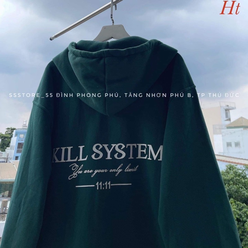 Áo khoác nỉ cotton KILL rêu H2A699