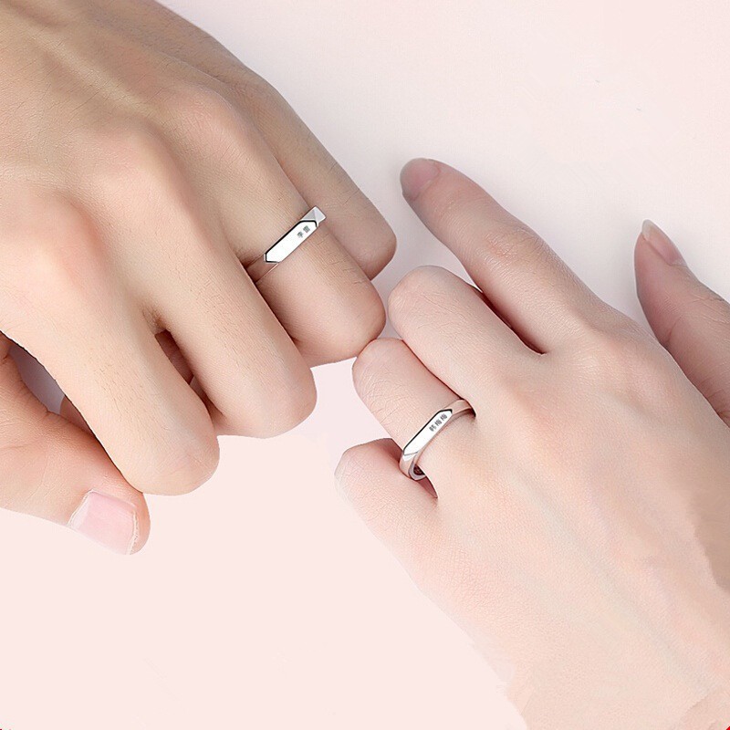 Set 2 nhẫn bạc thời trang cho cặp đôi