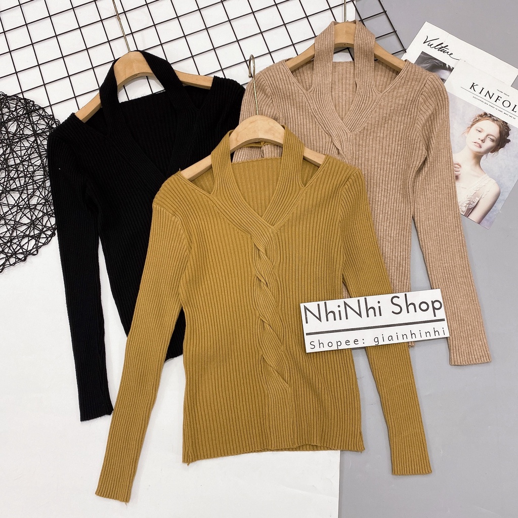 Áo len cổ xoắn dáng ôm dài tay hàng L1 co giãn AL1703 - NhiNhi Shop