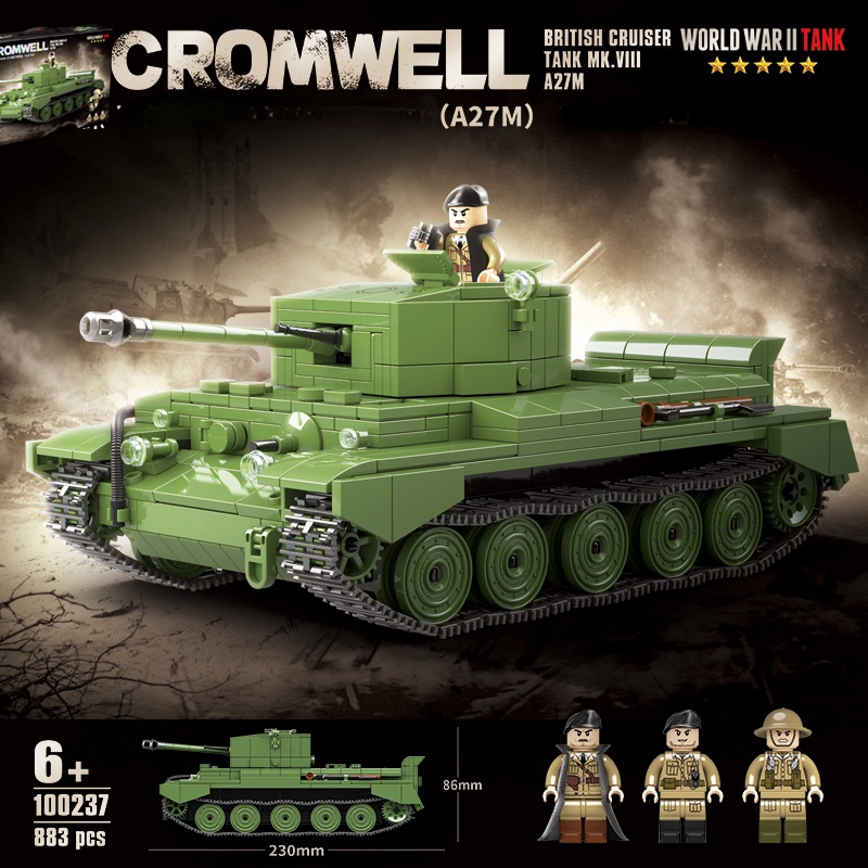 đồ chơi giáo dục  Lắp ráp Mô hình xe tăng Quan Guan 100237 Cromwell MK.VIII Cruiser Tank A27 block