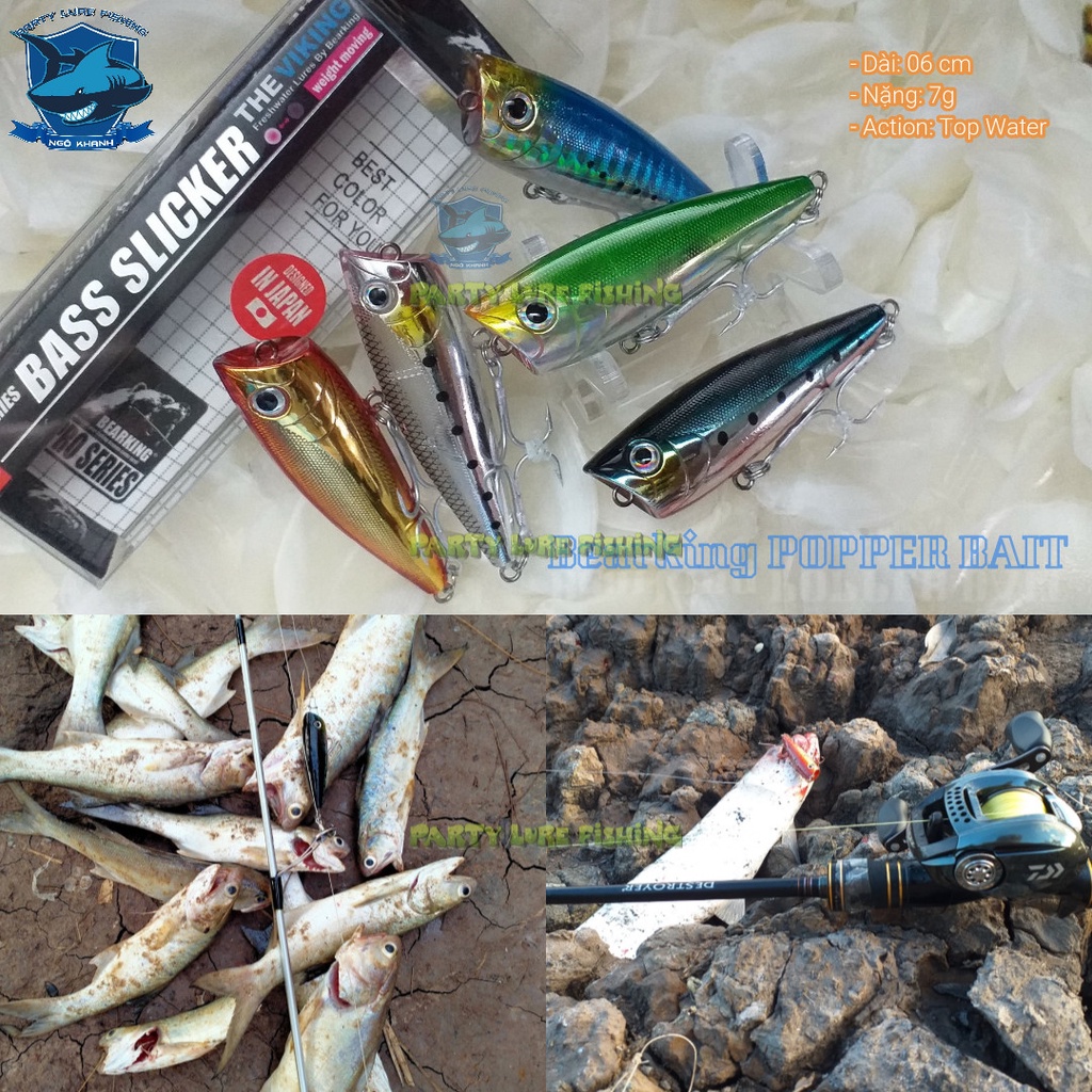 Mồi câu cá Bearking Popper Bait, mồi lure cá chéc, măng, cháo, chẽm...