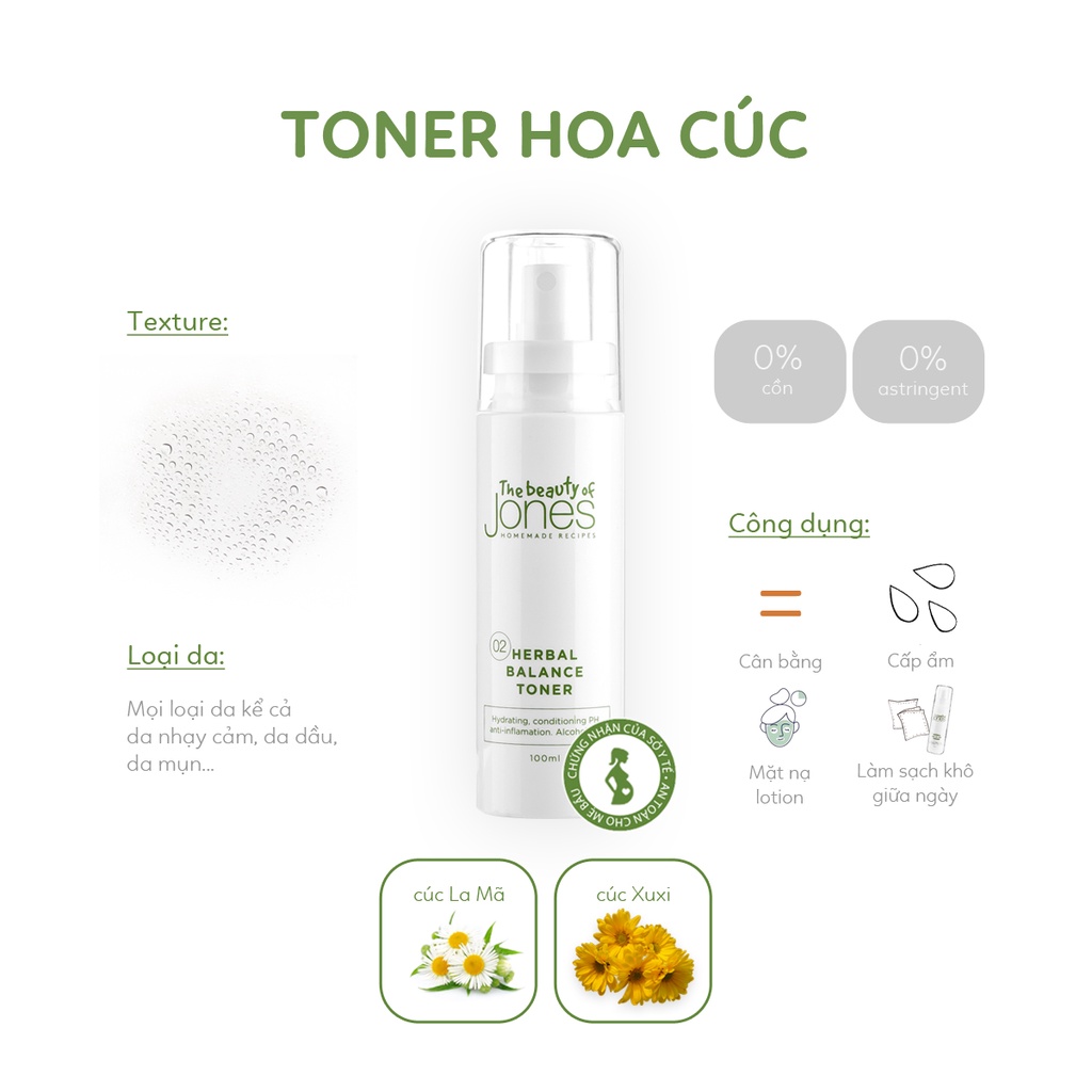 Toner hoa cúc dành cho mẹ bầu The Beauty of Jones 100gr