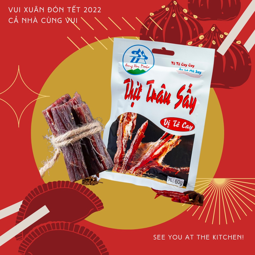 Thịt trâu sấy vị tê cay Hoàng Nam Food gói 60gram | BigBuy360 - bigbuy360.vn