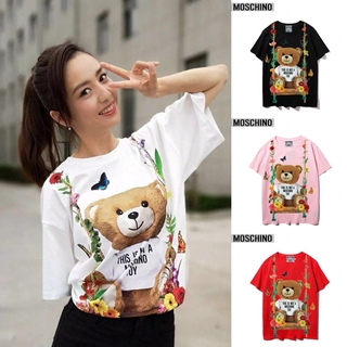 Áo Thun Tay Ngắn In Hình Gấu Moschino Trẻ Trung