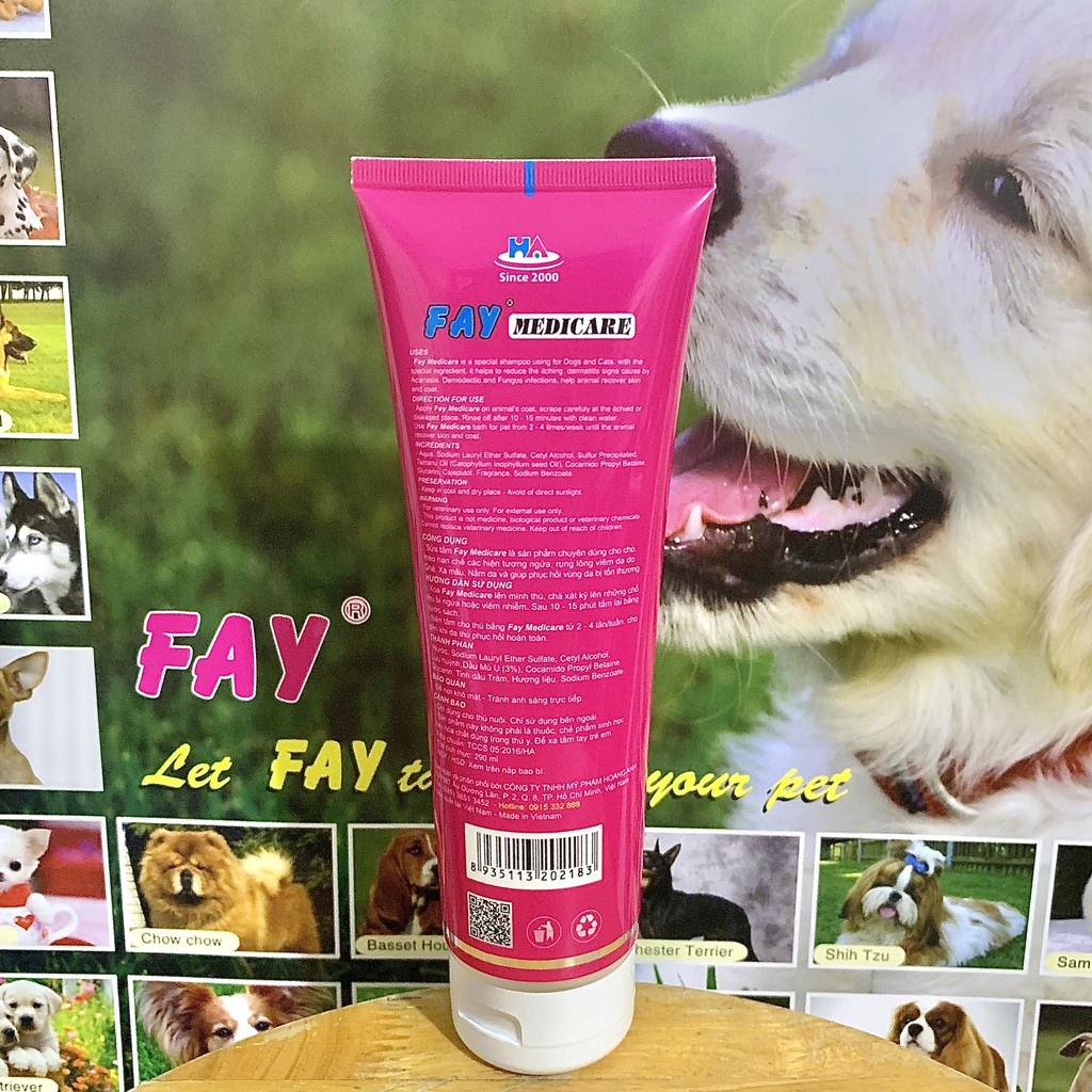 ❤️ Freeship ❤️Sữa Tắm Chó Mèo FAY MEDICARE 290m Dog Cat Shampoo Chính Hãng Hỗ Trợ Điều Trị Ghẻ Ngứa Xà Mâu Nấm Da