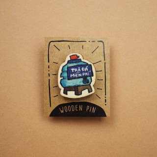 Huy hiệu gỗ Trà đá Miễn phí - PN050