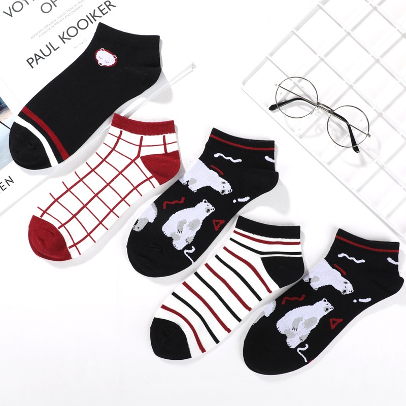 Tất ngắn họa tiết -  Set 5 đôi - Có hộp - Hồ Chí Minh - Giao nhanh 2H