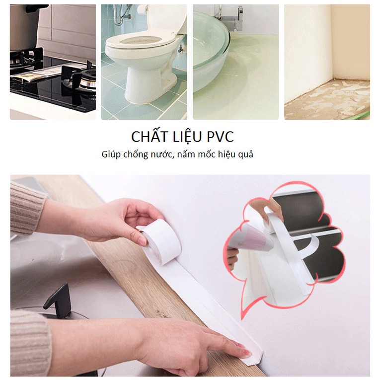 [Chống ẩm mốc] Cuộn dán kẽ tường, khe hở nhà bếp, dán viền bồn rửa chén, lavabo...chống thấm nước