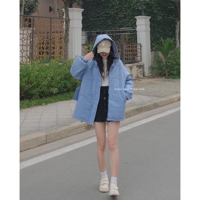 Áo khoác phao form rộng, áo khoác phao có mũ Hàn Quốc Bazic one | BigBuy360 - bigbuy360.vn