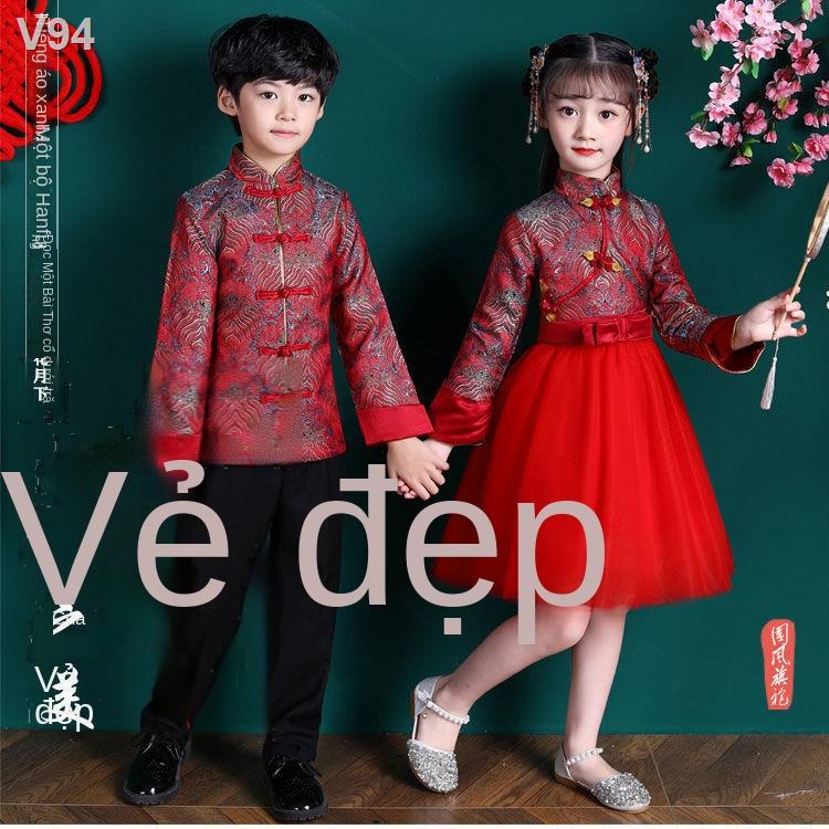 HTINGPhong cách Trung Quốc Phù hợp với trẻ sơ sinh Quần áo chúc mừng năm mới nam ngày Tết thiếu nhi Hán nữ trang phục lễ