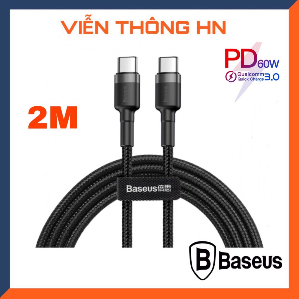 Dây sạc nhanh 2 đầu type c baseus 60w - cáp sạc dài 1m 2m type c bọc dù chống gập cho samsung oppo ipad - vienthonghn