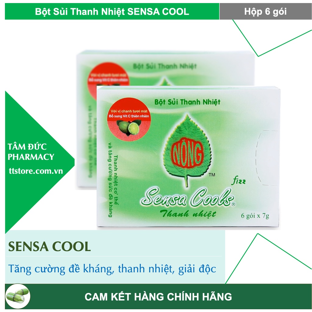 SENSA COOLS FIZZ [Hộp 6 gói] - Bột sủi thanh nhiệt, mát gan, tăng cường đề kháng [Sensacool/sensa cool]