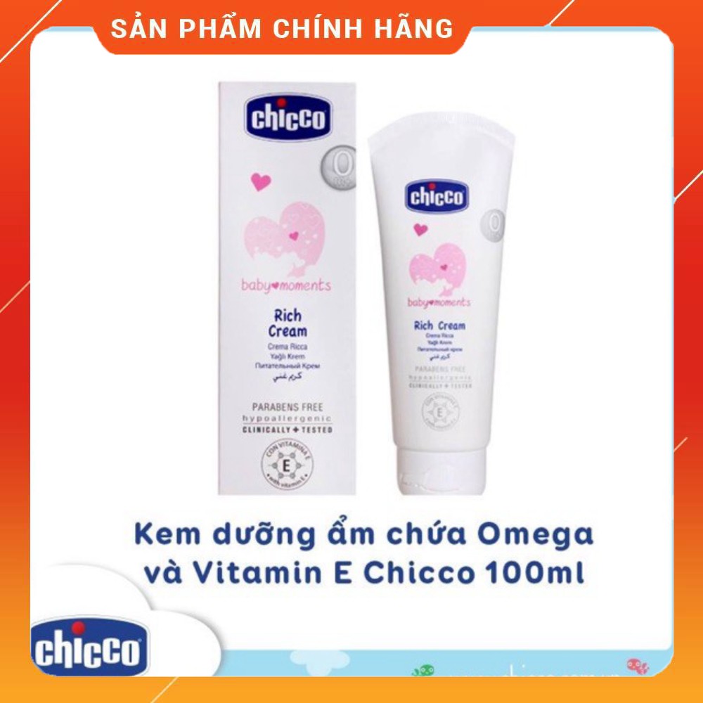 Kem dưỡng ẩm chứa Omega và vitamin E Chicco 100ml