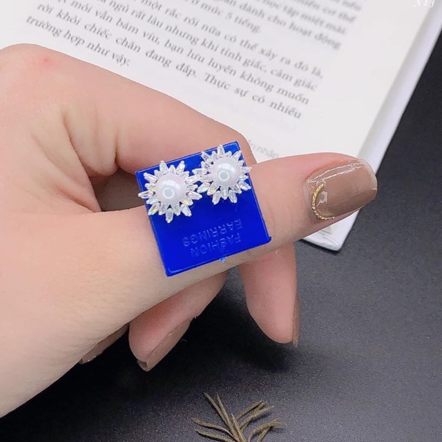 Khuyên tai hoa đính trai cho nữ - BÔNG TAI NỮ BẠC TA