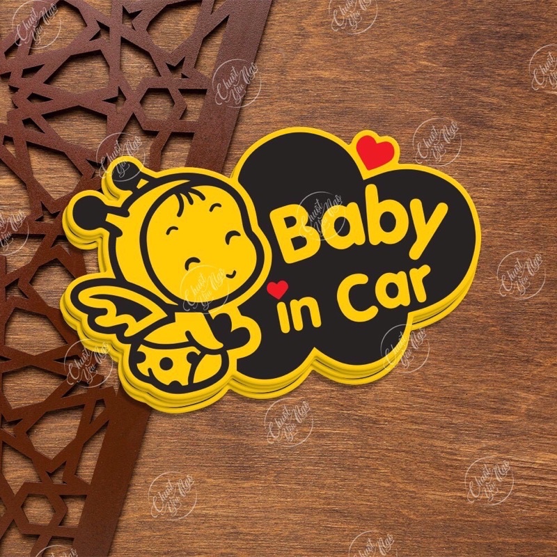 Combo 2 logo sticker 15cm x 9cm Baby In Car dễ thương cho xe ô tô NT 11