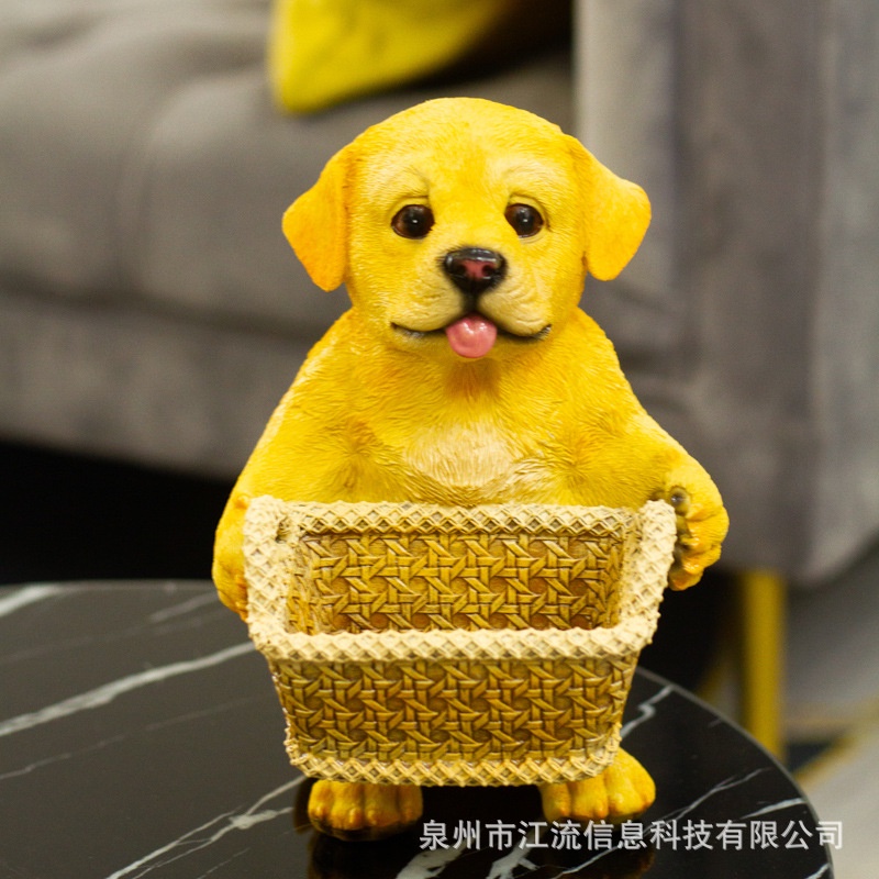 Tượng chó vàng xách giỏ