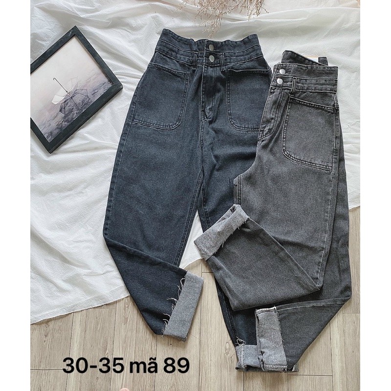 Quần baggy jean MS89 ✈️FREESHIP✈️ quần baggy jean nữ lưng cao size đại kiểu 2 túi trước từ 40kg đến 75kg Bigsize 2KJean