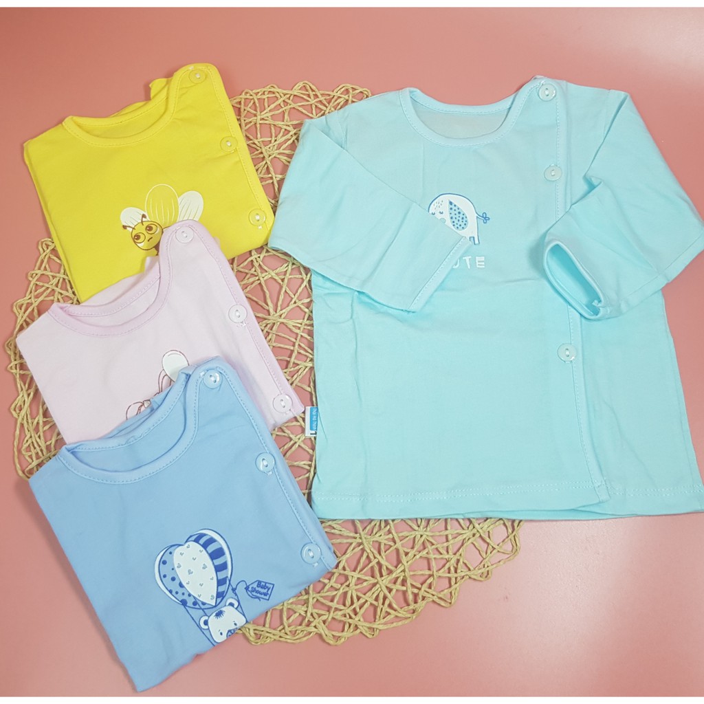 Áo Dài Tay Sơ Sinh Cúc Lệch Baby Color