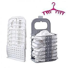 Giỏ nhựa đựng quần áo treo tường có thể gấp gọn tiết kiệm không gian - hàng loại 1