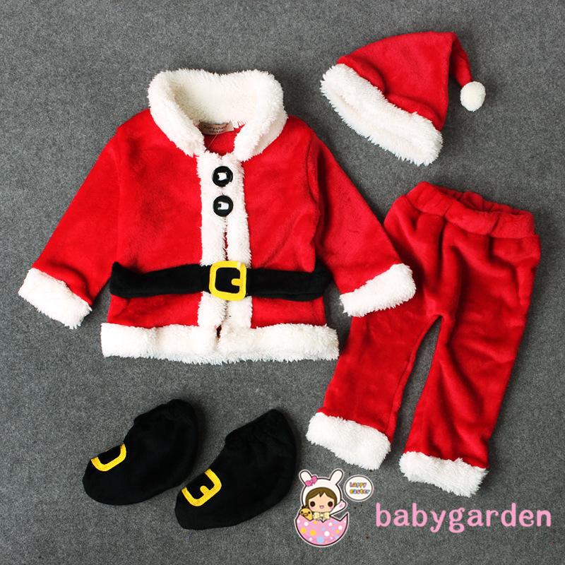 ღ♛ღChristmas Santa Claus Baby Girl or Boy clothes Tops+ Pants+ Hat+ Socks Outfit Set Costume