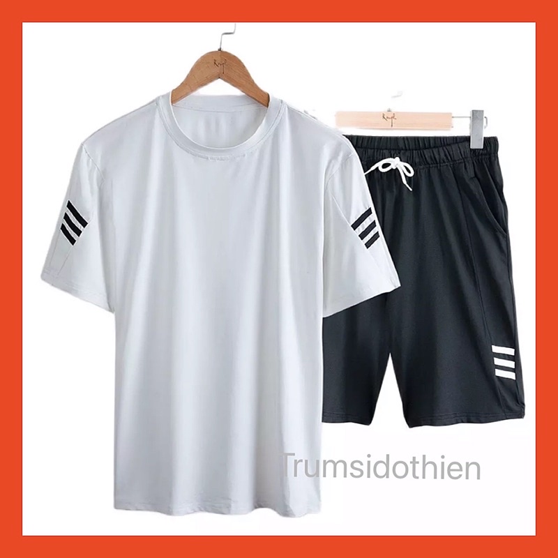 Bộ thể thao nam 4 sọc siêu hot, bộ tập gym nam