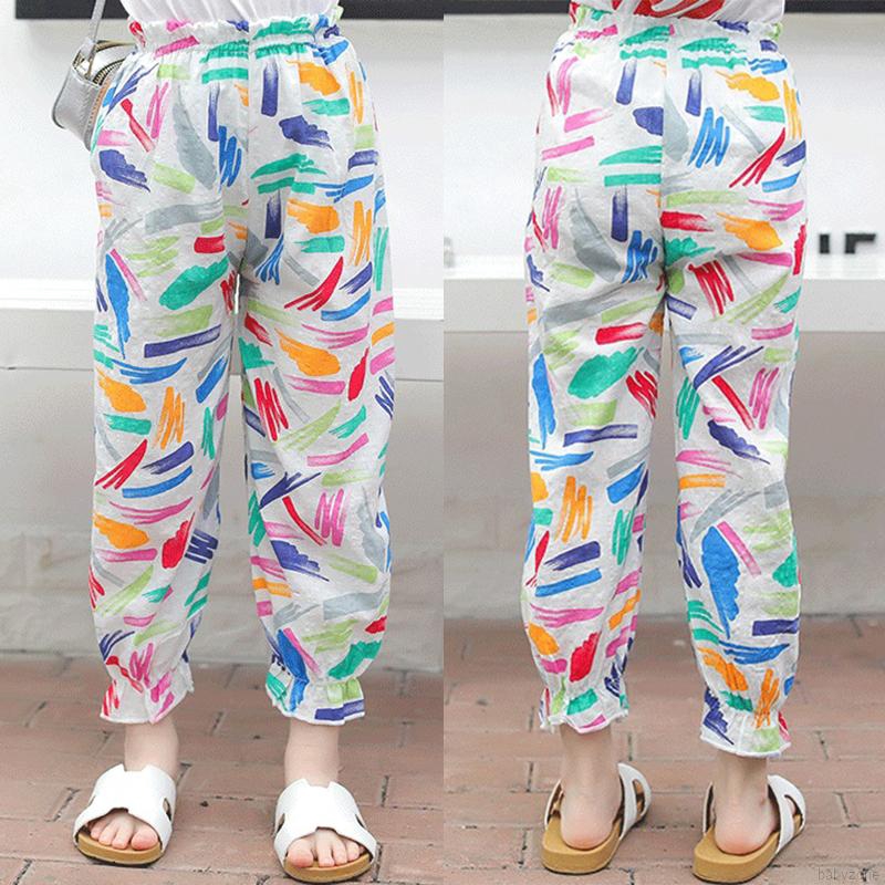 Quần dài cotton in họa tiết hoạt hình phong cách mùa hè hợp thời trang cho bé