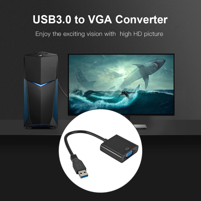 Cáp Chuyển Đổi VGA Đầu USB 3.0 Sang VGA Chuyên Dụng Cho Win 7 / 8 / 10 Máy Tính Bảng Laptop