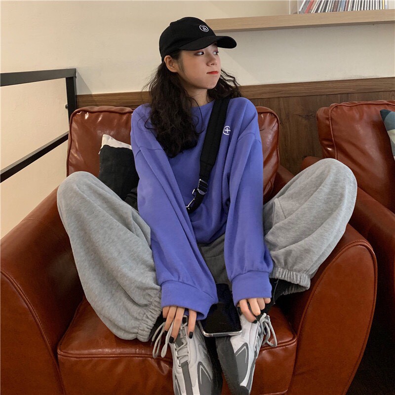 bộ nỉ nữ áo hoodie + quần bom nỉ lót lông cực ấm form rộng unisex | BigBuy360 - bigbuy360.vn