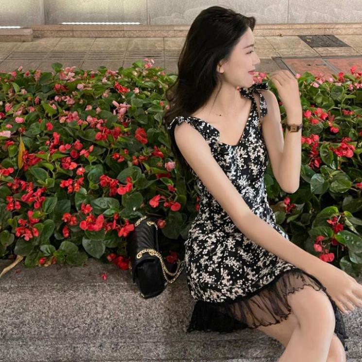 Xiaozhainv Đầm hoa 2 dây/tay ngắn thời trang quyến rũ đẹp