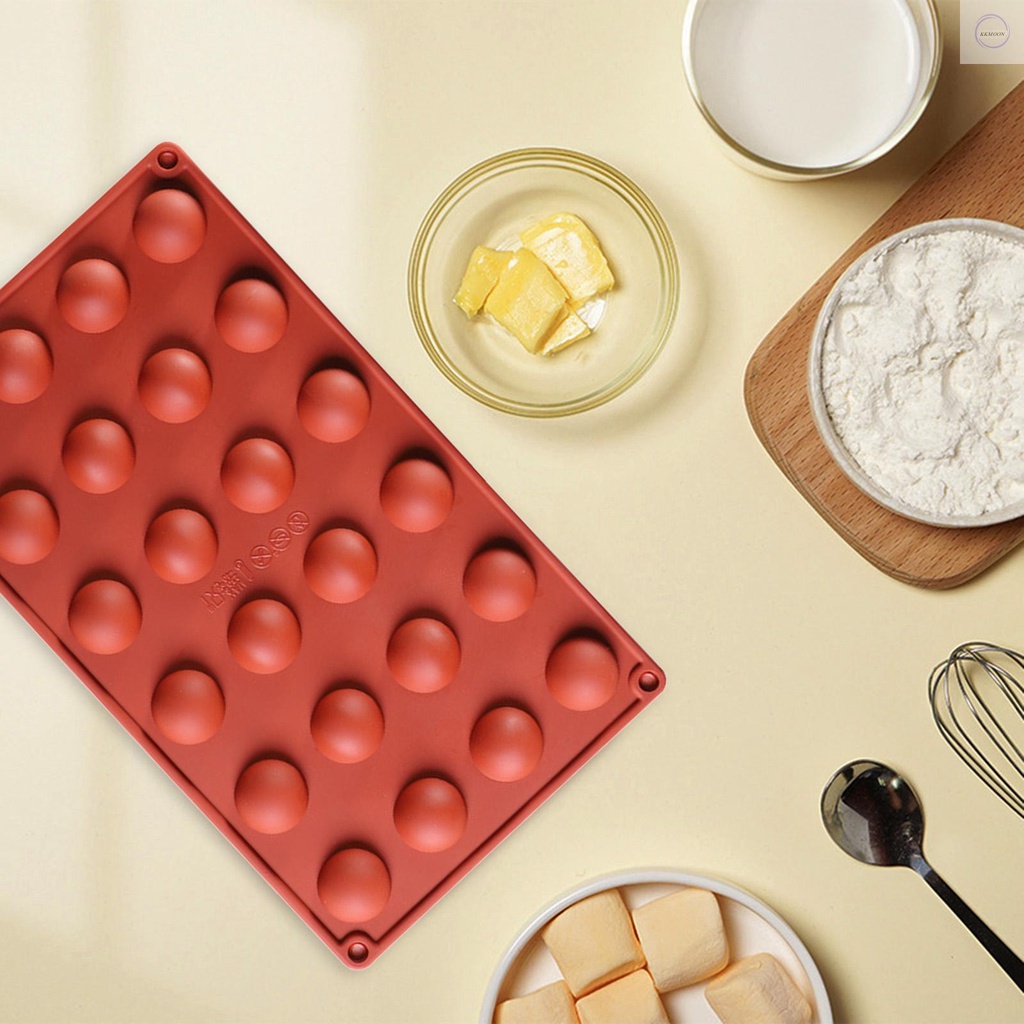 1 Khuôn Silicone Làm Bánh Hình Bán Cầu 24 Lỗ Không Dính Diy