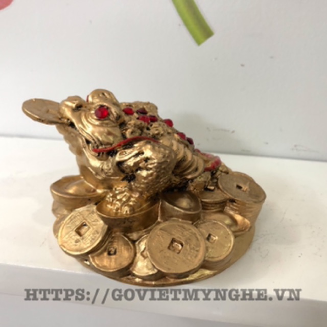 Tượng Đá Cóc Thiềm Thừ 3 Chân Phong Thủy N1 - Màu Nhũ Vàng - Size nhỏ - Cao 6cm | BigBuy360 - bigbuy360.vn