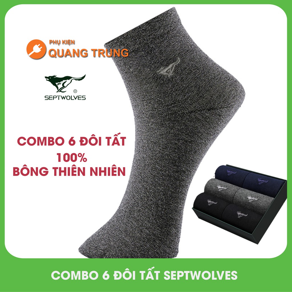 Combo 6 đôi tất chân chính hãng Septwolves,mềm,hút mồ hôi,khô thoáng 92119