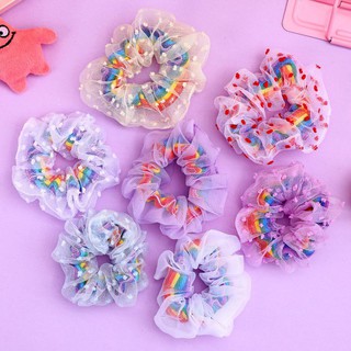 Cột tóc Scrunchies cầu vồng hot trend Hàn quốc