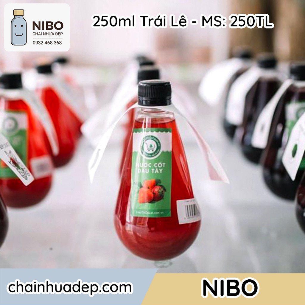 [Hàng Chính hãng NIBO] 20 chai trái lê đựng mật siro, trà sữa, nước ép | chai nhựa trái lê 250ml | MS: 250TL