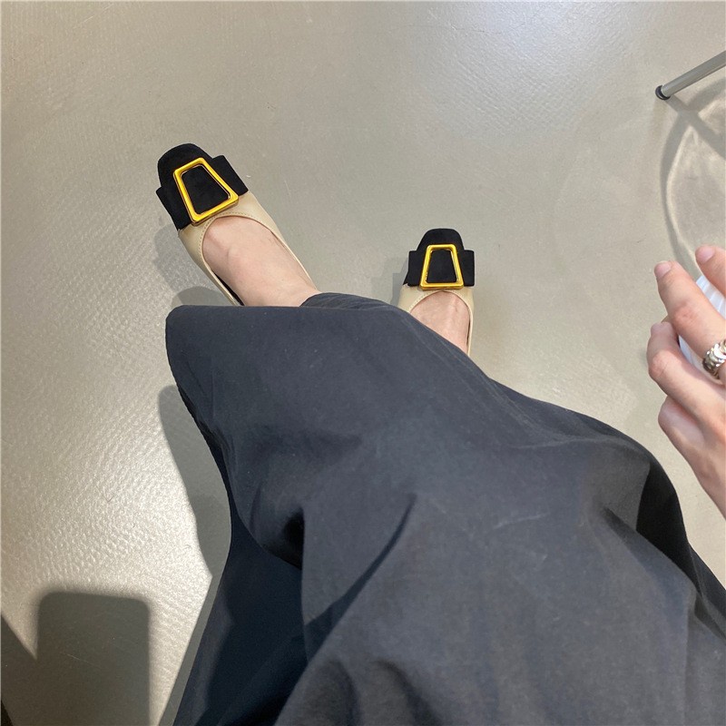 Giày Gót Vừa Dày Dặn Cài Khóa Vuông Thời Trang Xuân Hè 2022 Cho Nữ