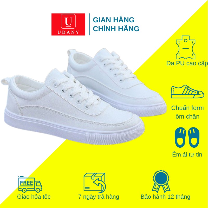 Giày Sneaker Nam UDANY Dáng Thể Thao Nam Màu Trắng Kiểu Cơ Bản Dễ Dàng Phối Đồ Đi Học Đi Chơi - SN19