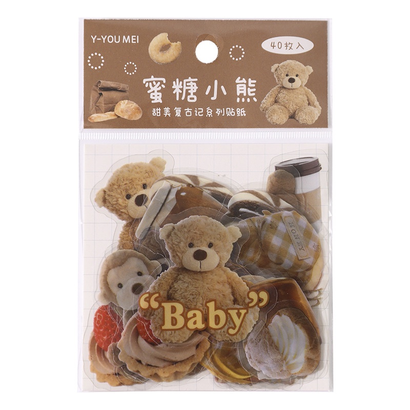 Set 40 Tấm Sticker Dán Trang Trí Hình Thú Cưng Hoạt Hình Phong Cách Retro