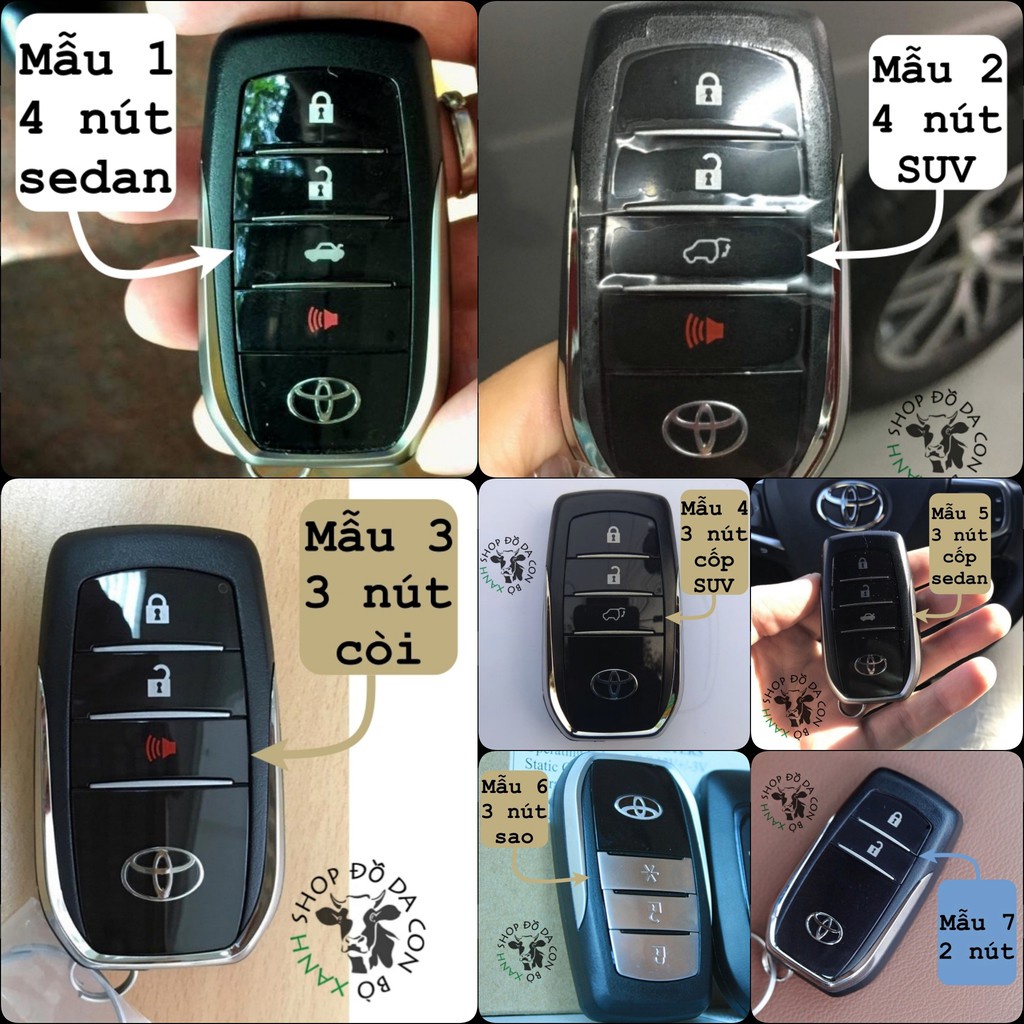 [Màu đỏ] bao da chìa khoá toyota Camry, Fortuner, Land Cruiser, Hilux handmade da thật 009