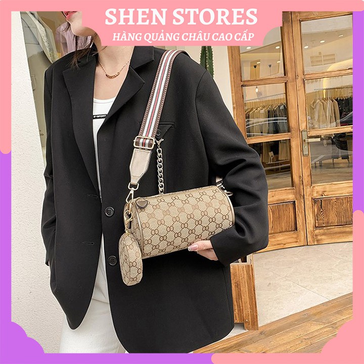 Túi trống mini, túi xách đeo chéo nữ đẹp kèm ví tròn cao cấp phong cách Hàn Quốc giá rẻ SHEN STORE T0698